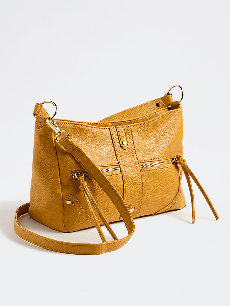 Westside Mustard Textured Sling Bag
