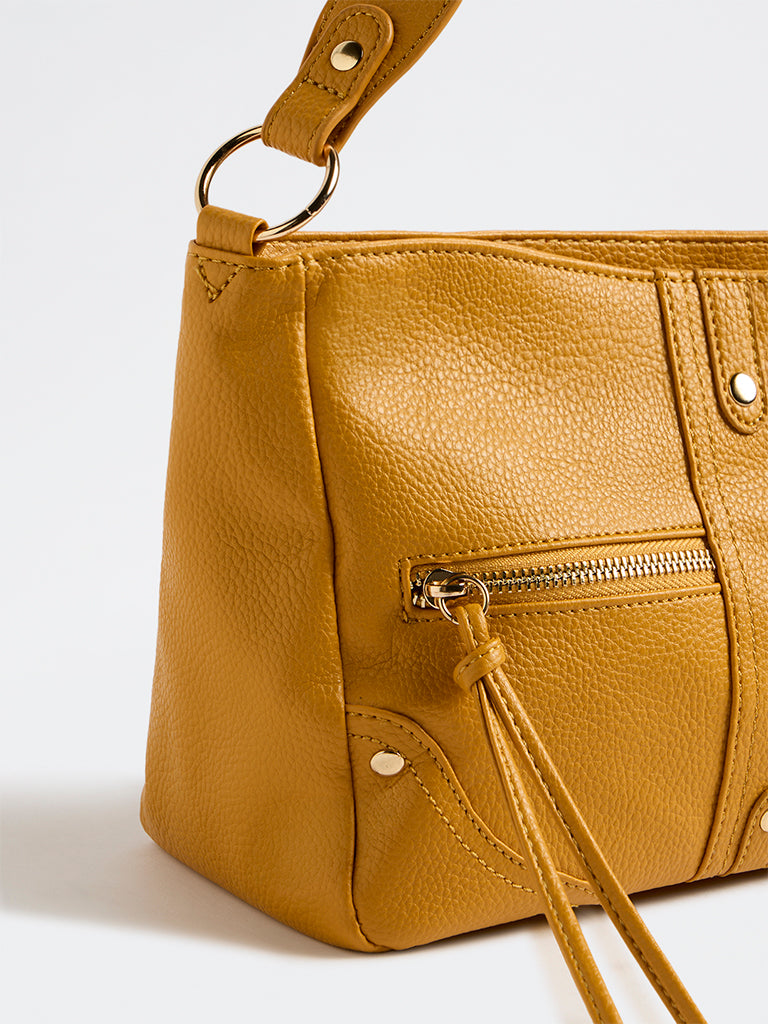 Westside Mustard Textured Sling Bag