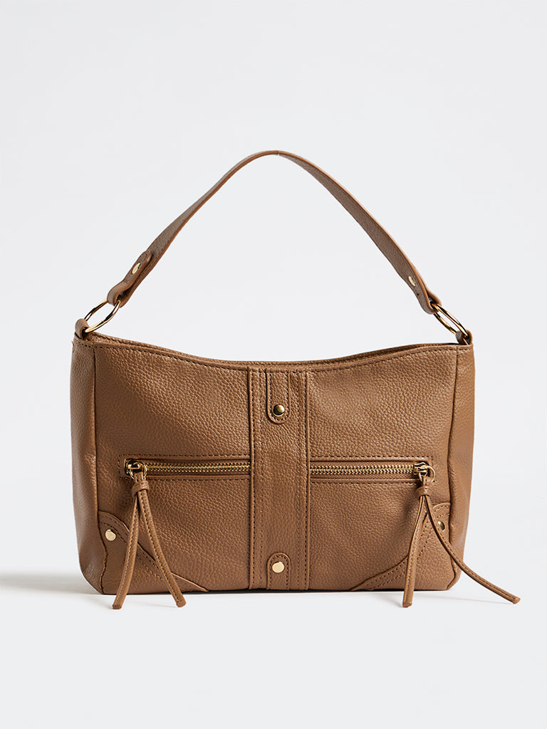Westside Brown Textured Sling Bag