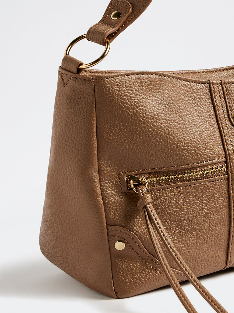 Westside Brown Textured Sling Bag
