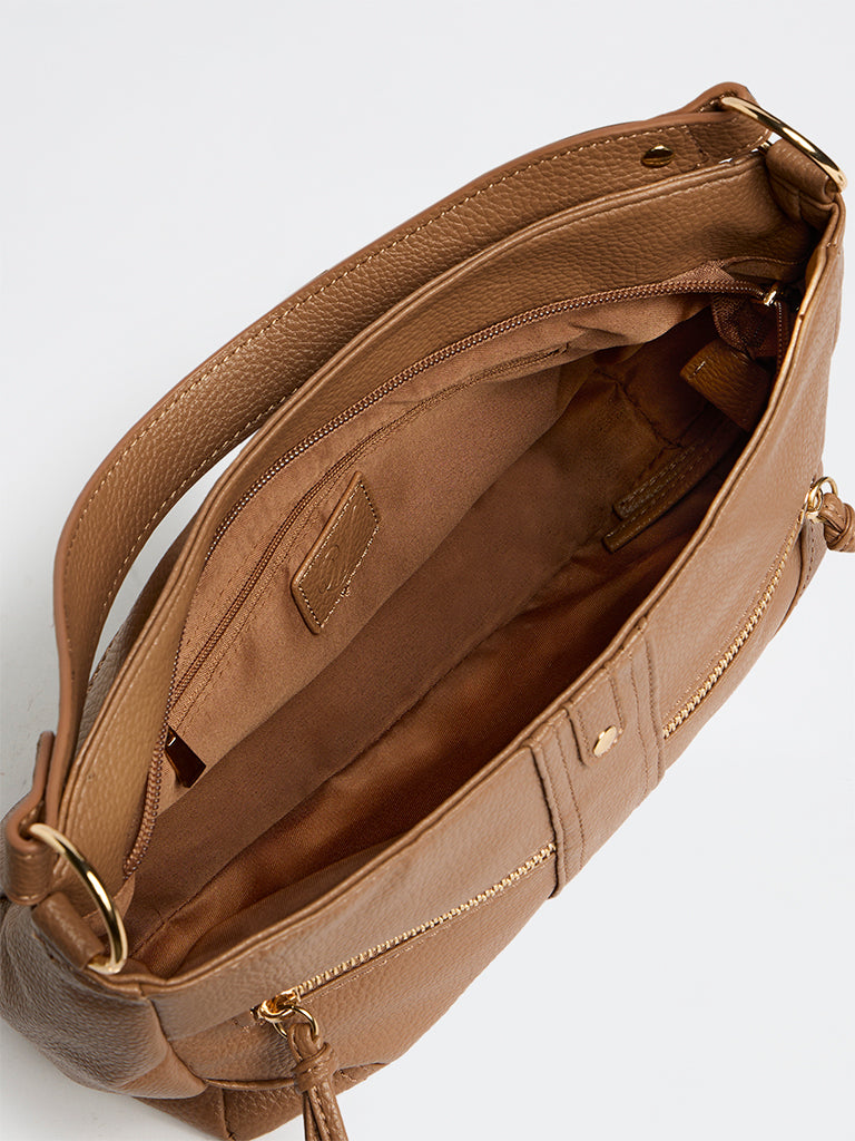 Westside Brown Textured Sling Bag