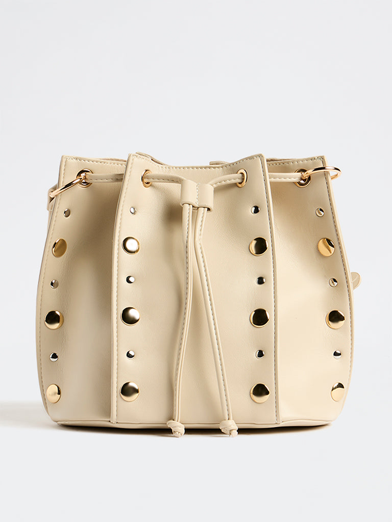 Westside Off-White Embellished Bucket Sling Bag