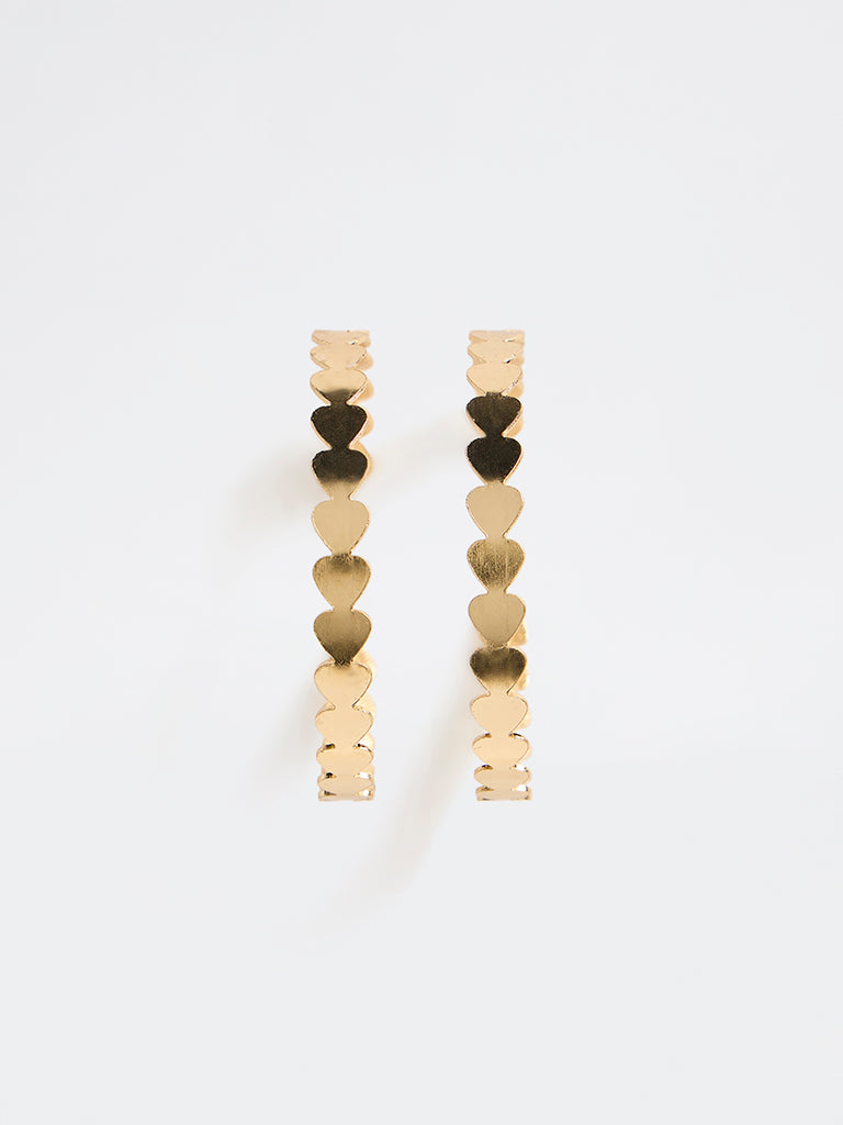 Westside Accessories Gold Heart Design Hoop Earrings