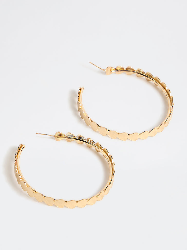 Westside Accessories Gold Heart Design Hoop Earrings