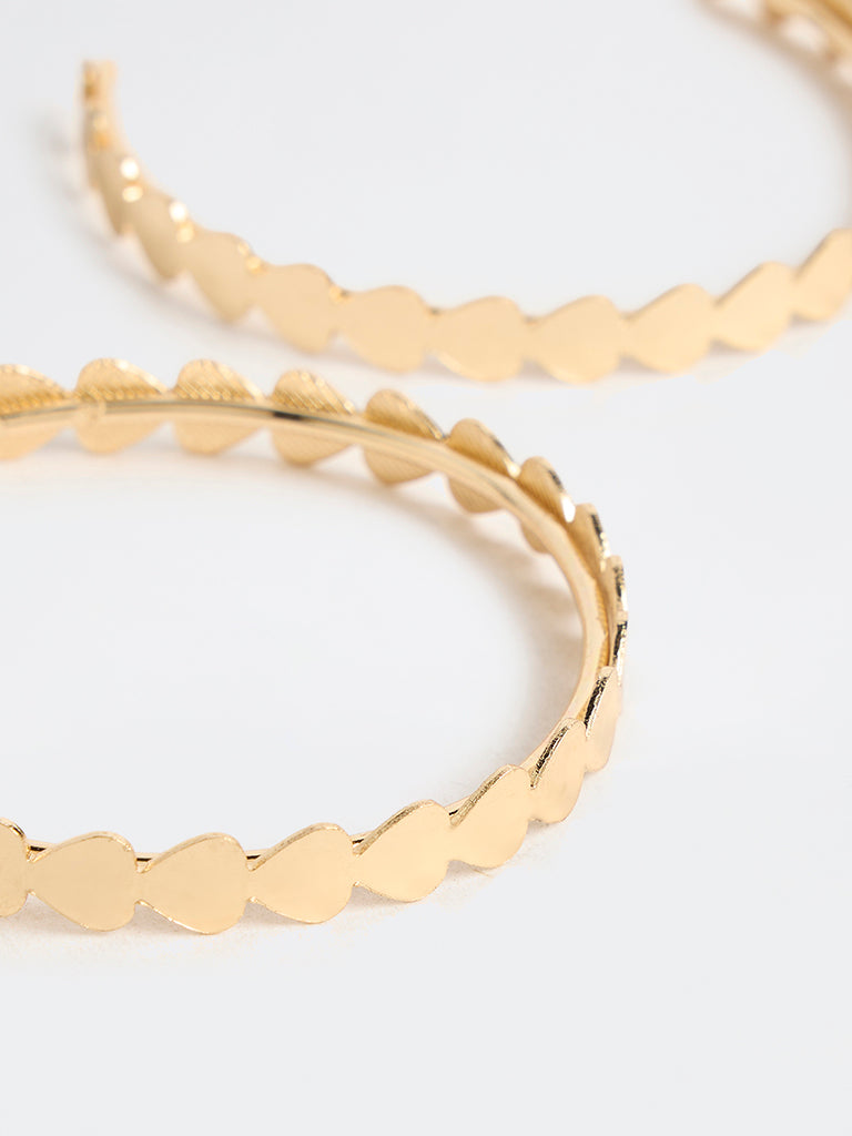 Westside Accessories Gold Heart Design Hoop Earrings