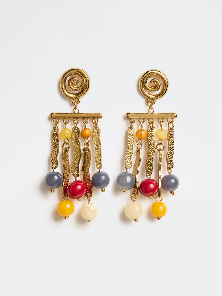 Westside Accessories Gold Beaded Tassel Earrings