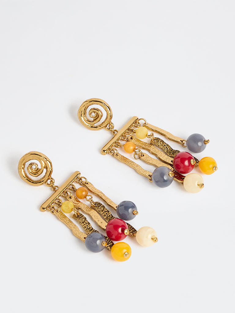 Westside Accessories Gold Beaded Tassel Earrings