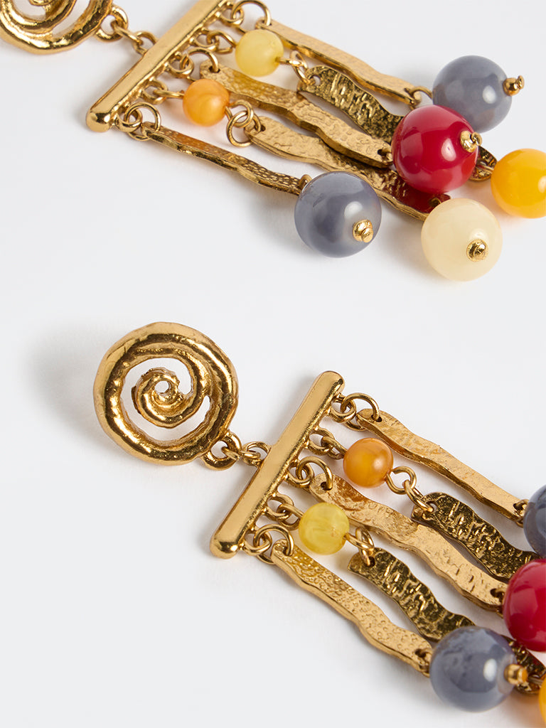 Westside Accessories Gold Beaded Tassel Earrings