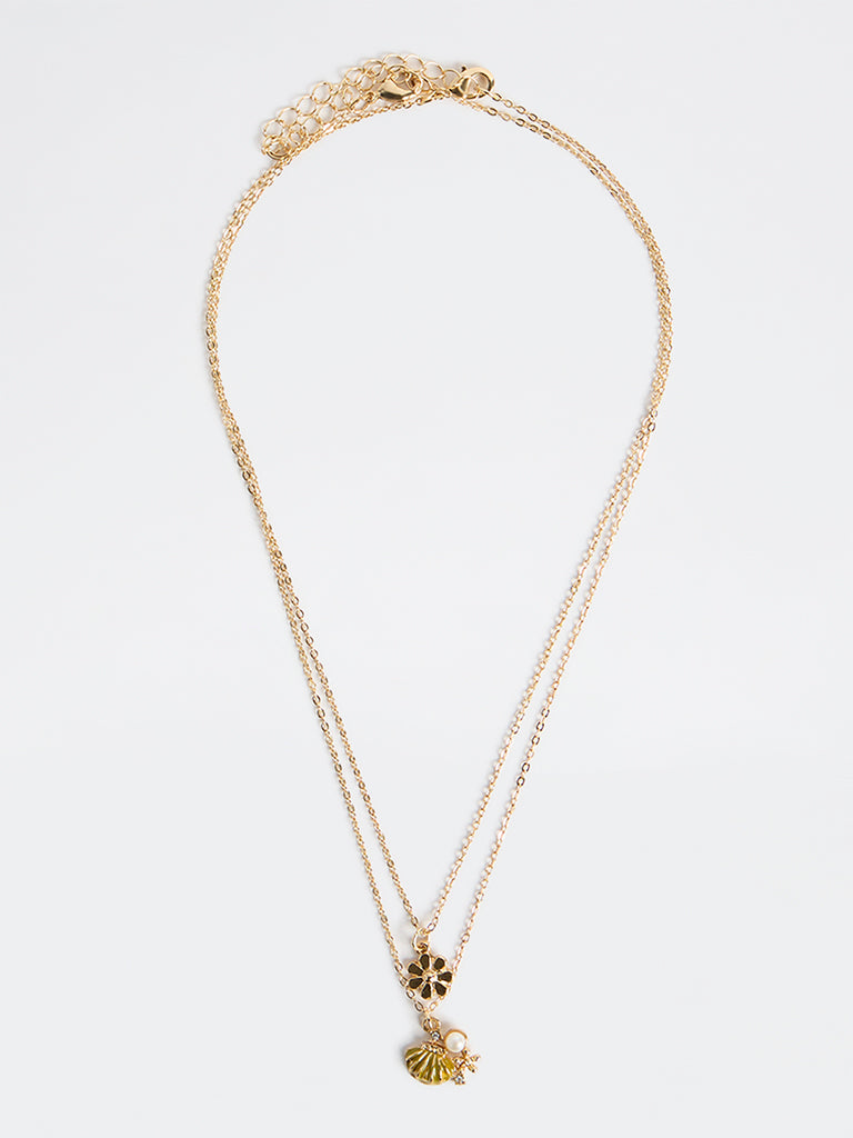 Westside Accessories Gold Pendant Chain Necklaces - Pack of 2