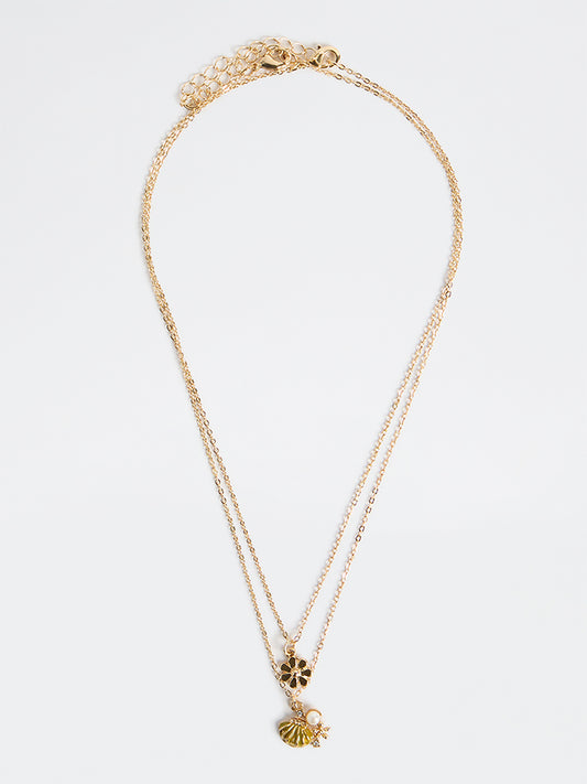 Westside Accessories Gold Pendant Chain Necklaces - Pack of 2
