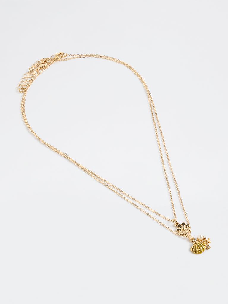 Westside Accessories Gold Pendant Chain Necklaces - Pack of 2