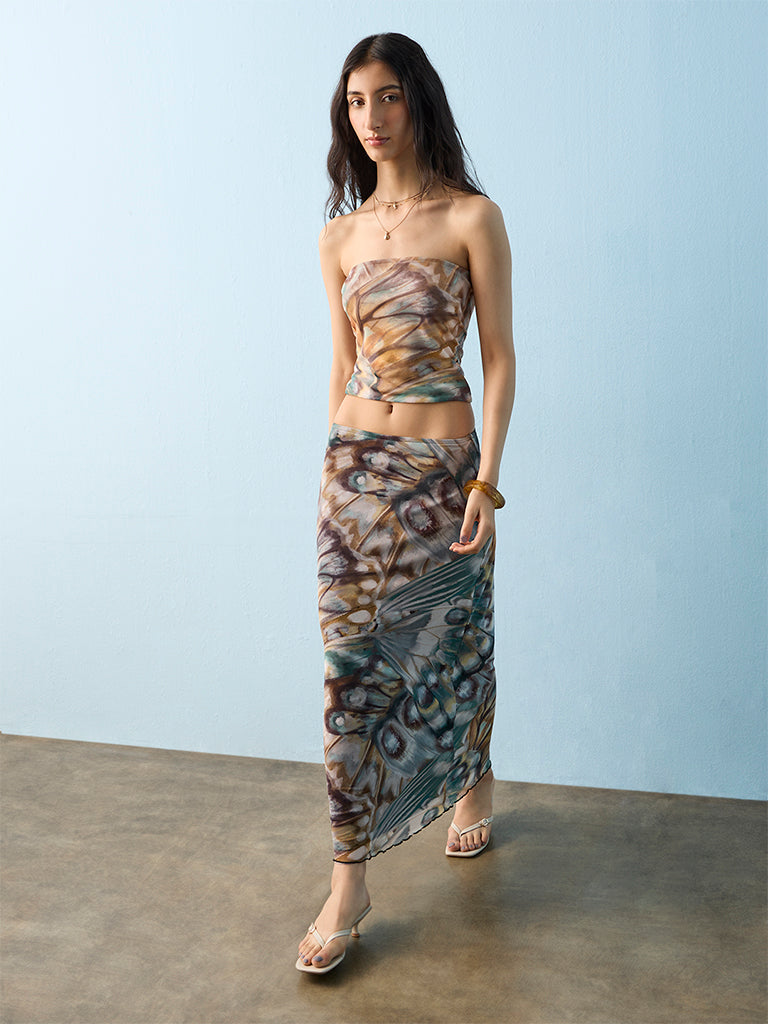 Nuon Multicolour Butterfly Printed Tube Top