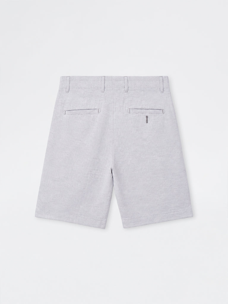 Ascot Olive Stripes Relaxed-Fit Mid-Rise Cotton-Blend Shorts