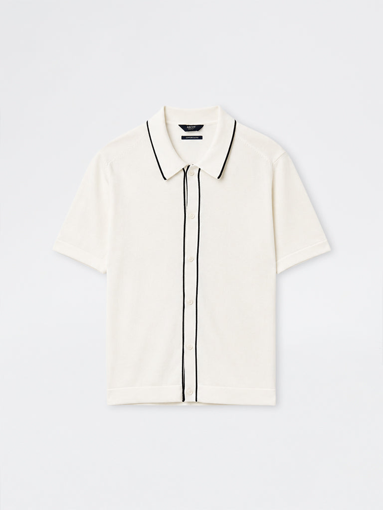 Ascot Off-White Relaxed-Fit Cotton-Blend Shirt