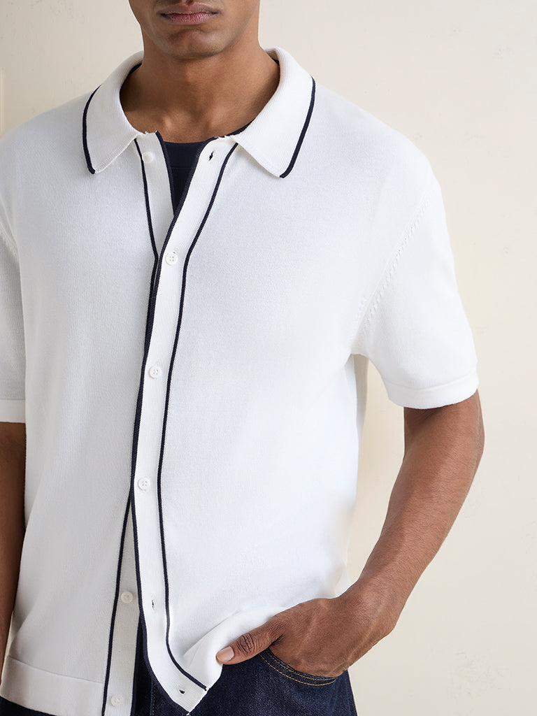 Ascot Off-White Relaxed-Fit Cotton-Blend Shirt