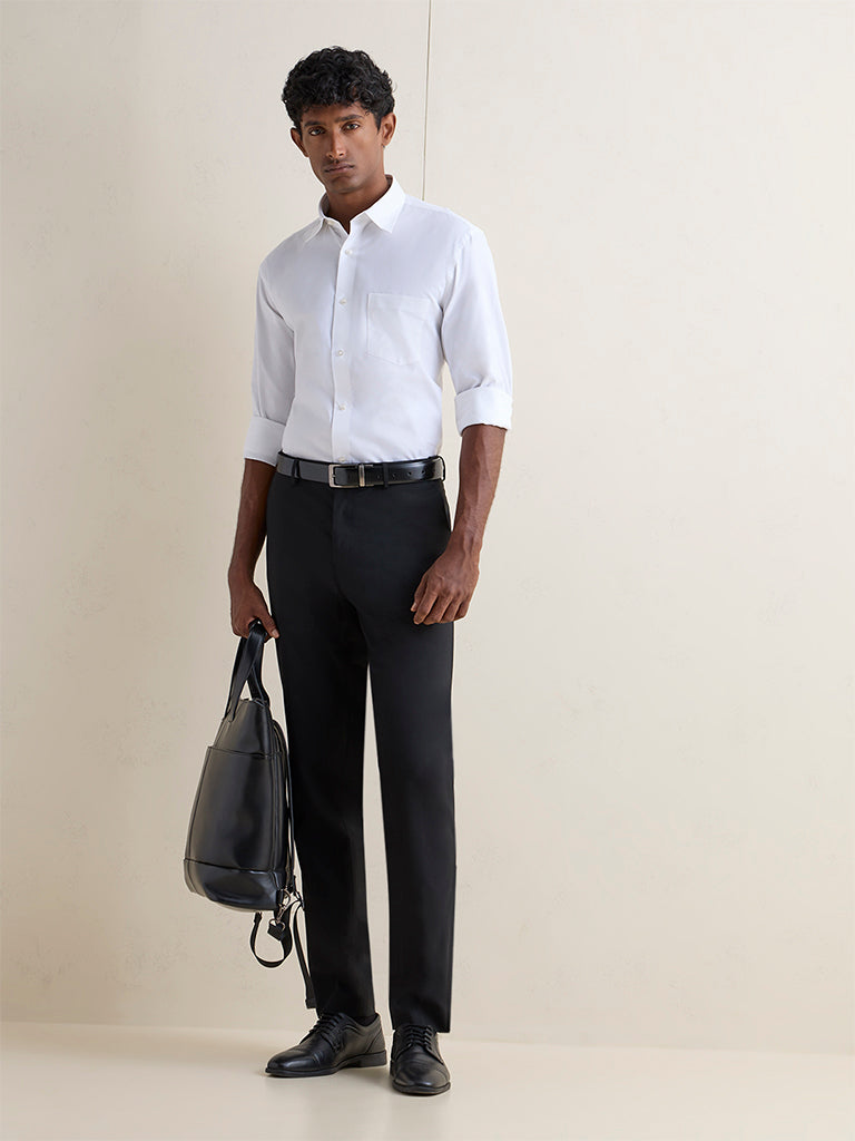 WES Formals White Relaxed-Fit Cotton Shirt