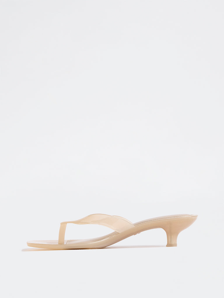 LUNA BLU Beige Thong-Strap Transparent Sandals