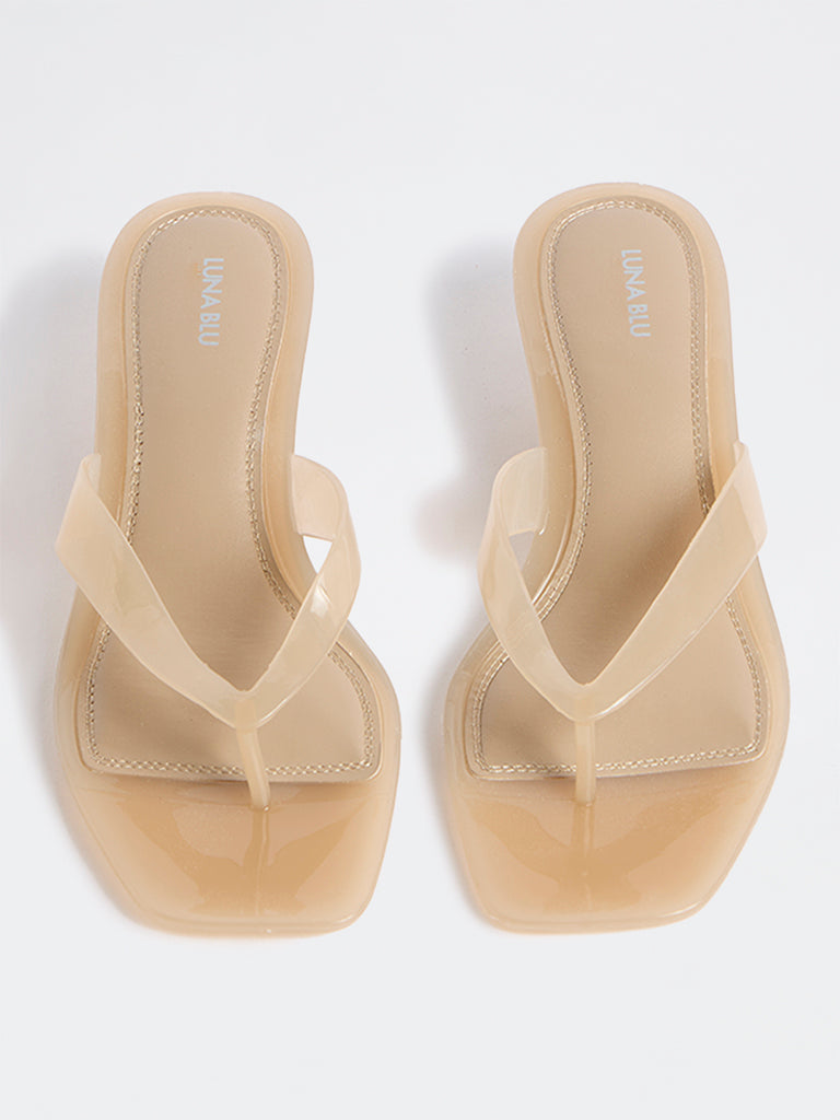 LUNA BLU Beige Thong-Strap Transparent Sandals