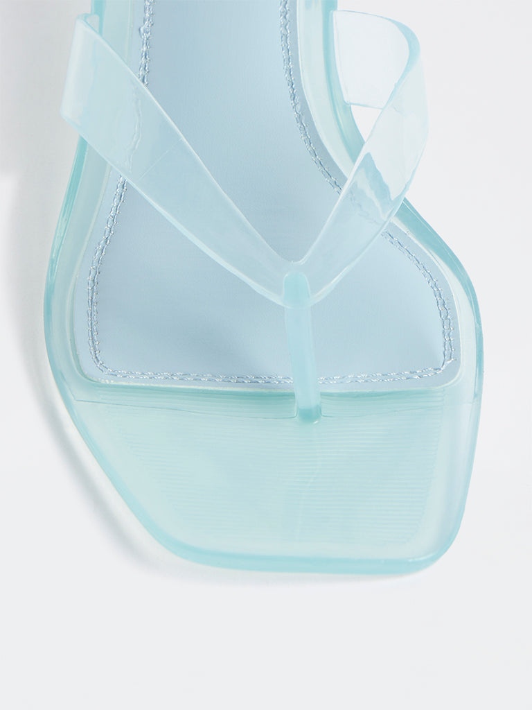 LUNA BLU Blue Thong-Strap Transparent Sandals