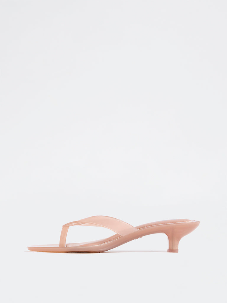 LUNA BLU Blush Thong-Strap Transparent Sandals