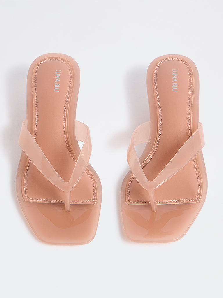 LUNA BLU Blush Thong-Strap Transparent Sandals