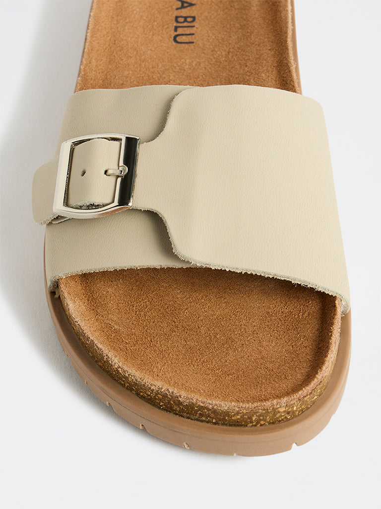 LUNA BLU Ivory Buckle-Detailed Sandals
