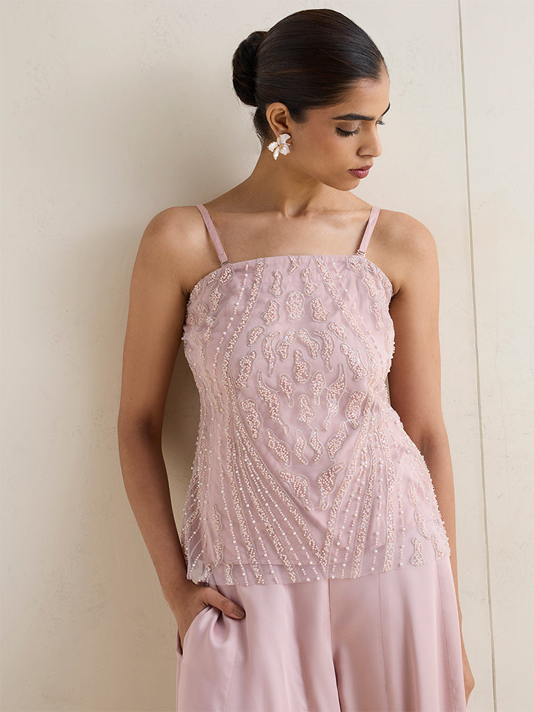 Vark Blush Pink Embellished Top
