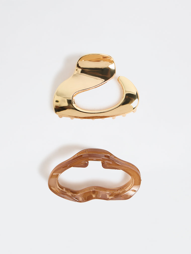 Westside Accessories Gold & Brown Claw Clips - Pack of 2
