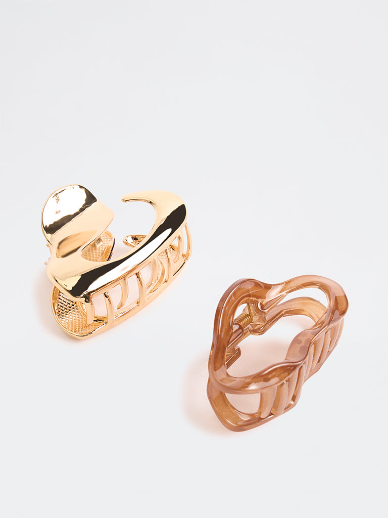 Westside Accessories Gold & Brown Claw Clips - Pack of 2