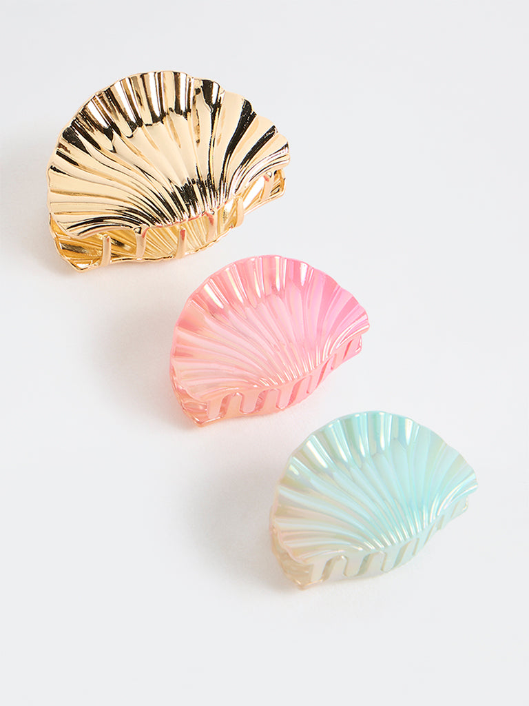 Westside Accessories Multicolour Shell-Shaped Clips - Pack of 3