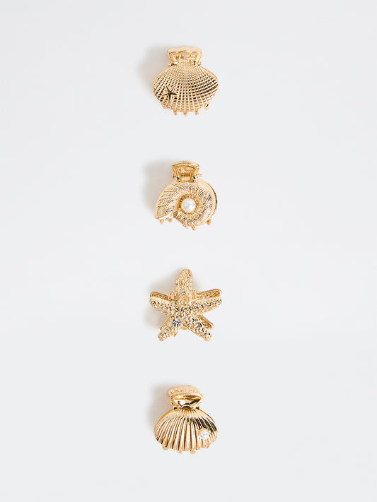 Westside Accessories Gold Ocean-Inspired Clips- Pack of 4