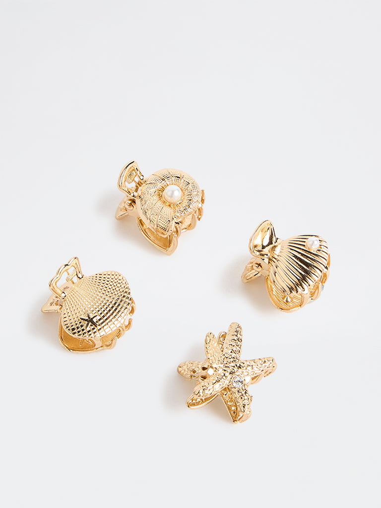 Westside Accessories Gold Ocean-Inspired Clips- Pack of 4