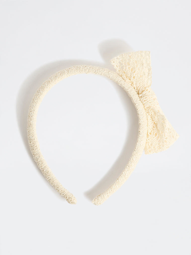 Westside Accessories Cream Lace Bow Hair Band