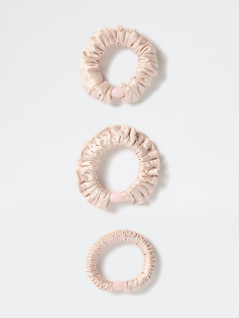 Westside Accessories Champagne Satin Scrunchies - Pack of 3