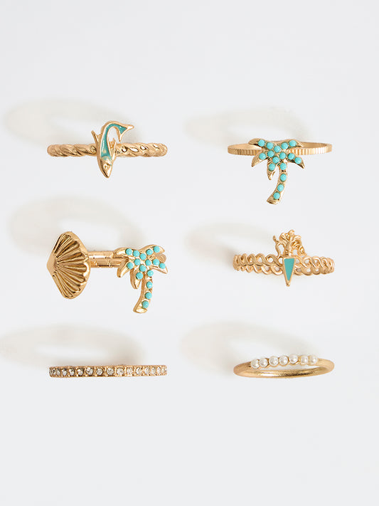 Westside Accessories Gold Multi Stack Rings - Pack of 6