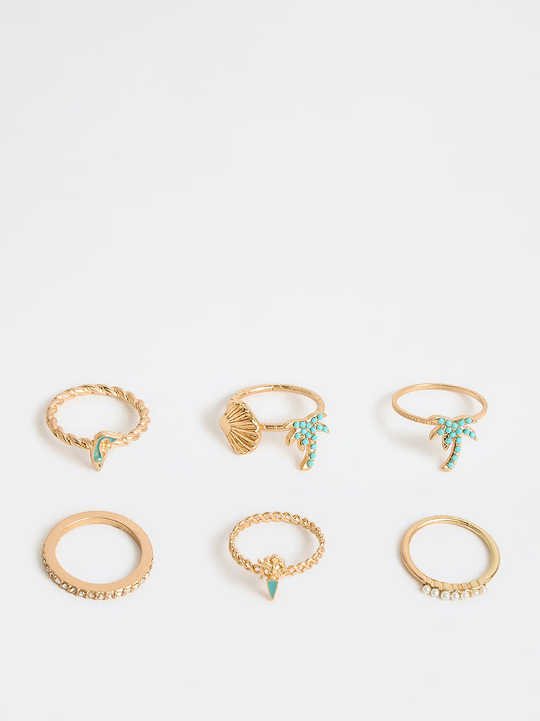 Westside Accessories Gold Multi Stack Rings - Pack of 6