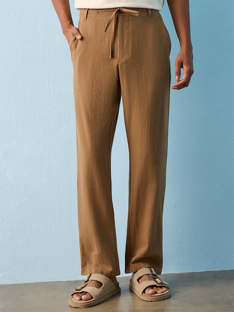 ETA Brown Relaxed-Fit Mid-Rise Cotton Chinos