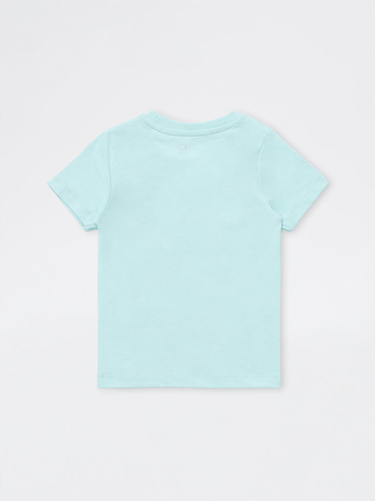 HOP Kids Girls Mint Embellished Cotton T-Shirt