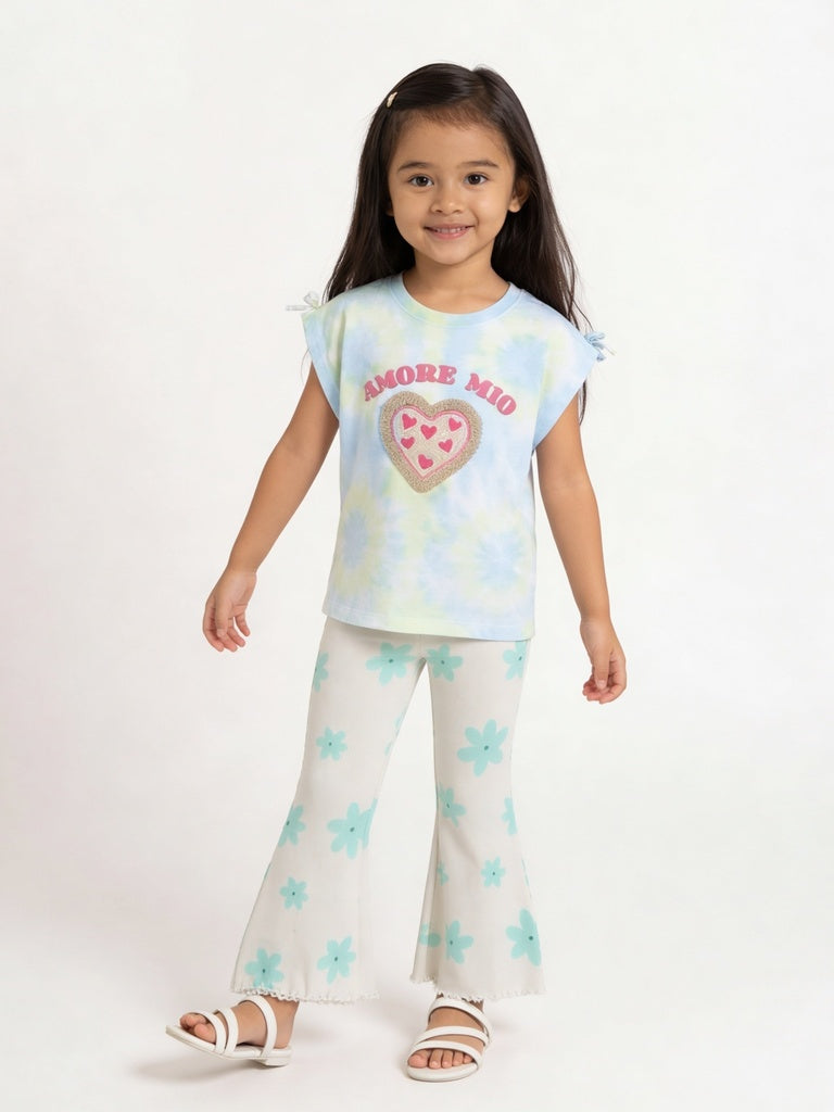 HOP Kids Girls Mint All Over Floral Print Cotton-Blend Pants