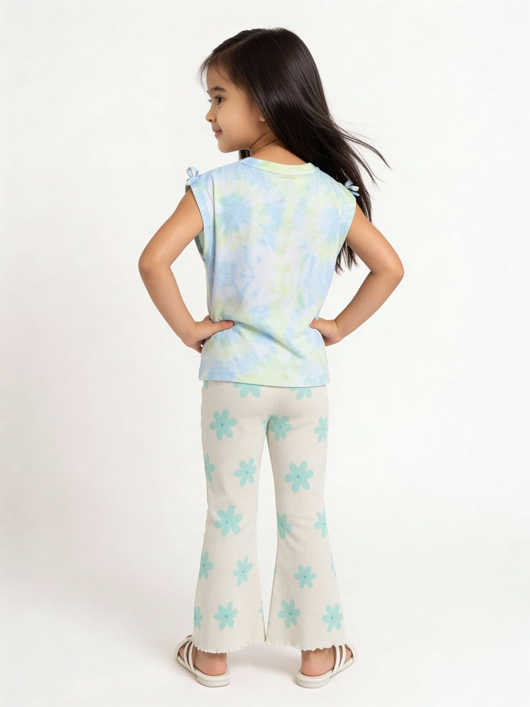 HOP Kids Girls Mint All Over Floral Print Cotton-Blend Pants