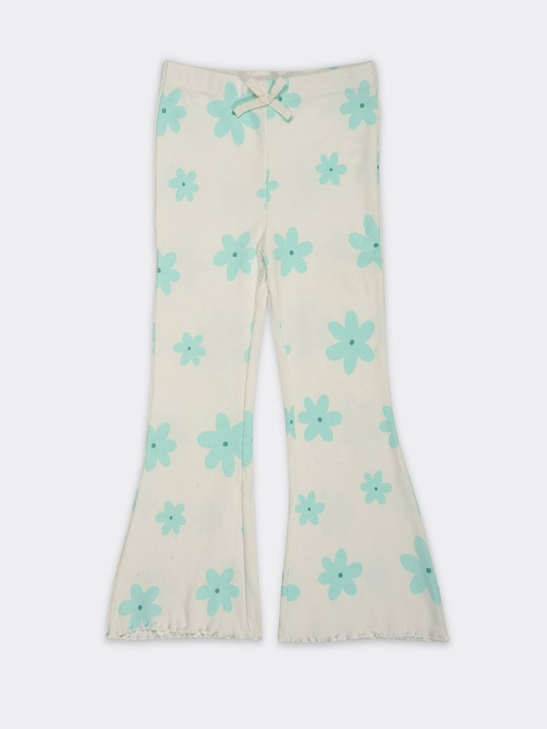 HOP Kids Girls Mint All Over Floral Print Cotton-Blend Pants