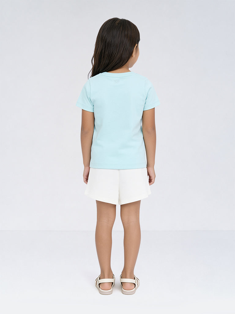 HOP Kids Girls Off-White High-Rise Cotton Shorts
