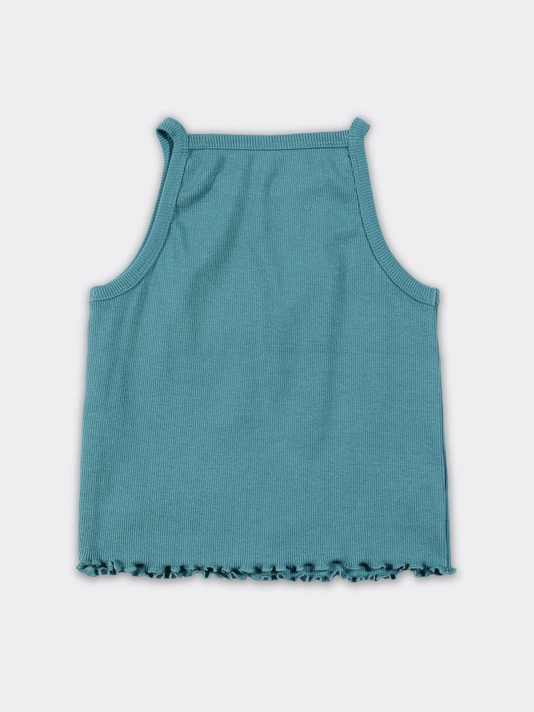 HOP Kids Girls Teal 3D Butterfly Applique Cotton-Blend Tank Top