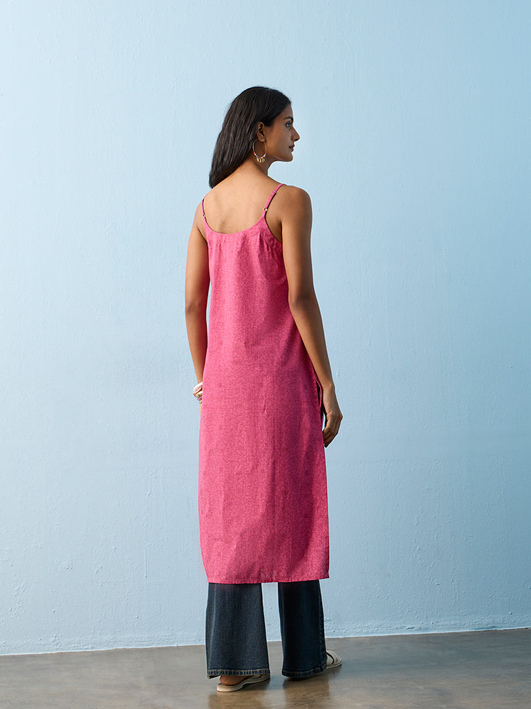 Utsa Fuchsia Nature-Inspired A-Line Cotton Kurta