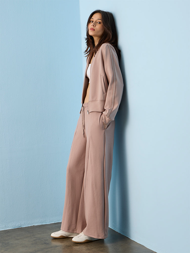 Nuoflexx Taupe Solid High-Rise Pants