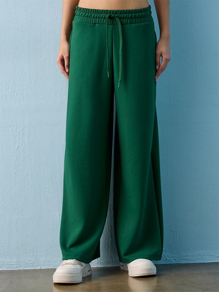 Nuoflexx Green Solid High-Rise Pants