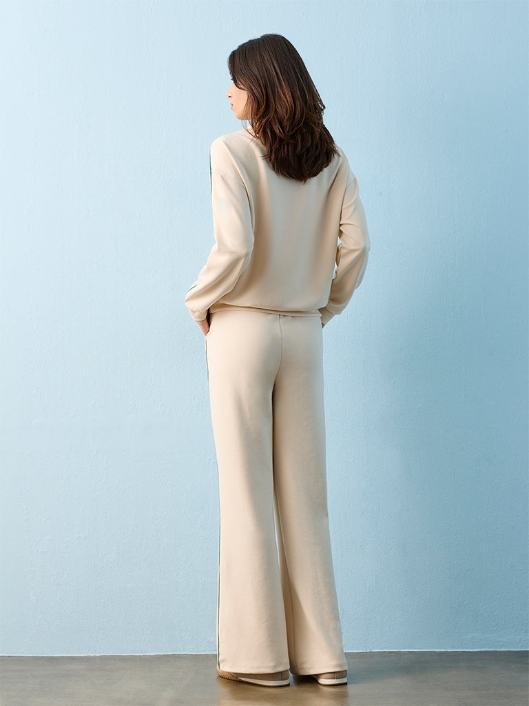 Nuoflexx Cream Pipeline-Detail High-Rise Pants