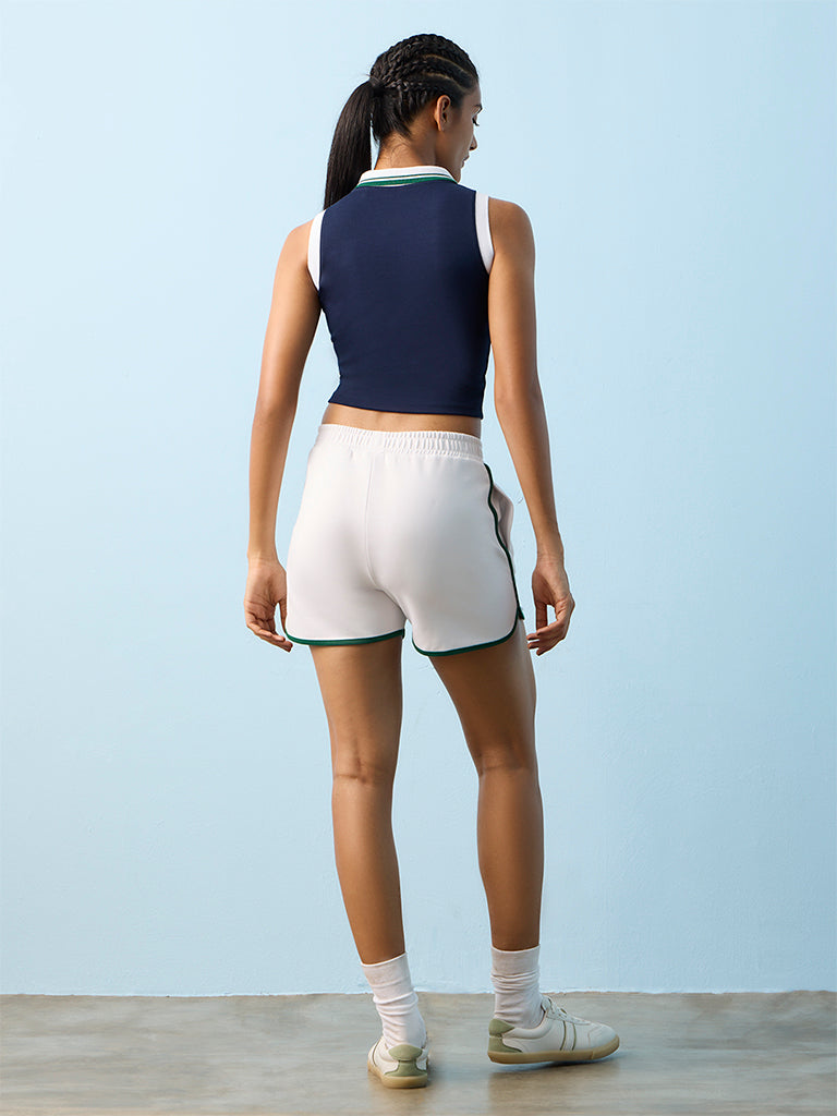 Nuoflexx White Printed High-Rise Shorts
