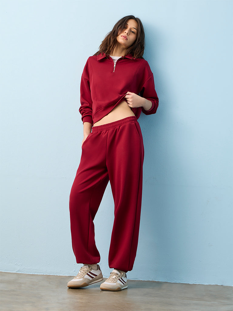 Nuoflexx Maroon High-Rise Joggers