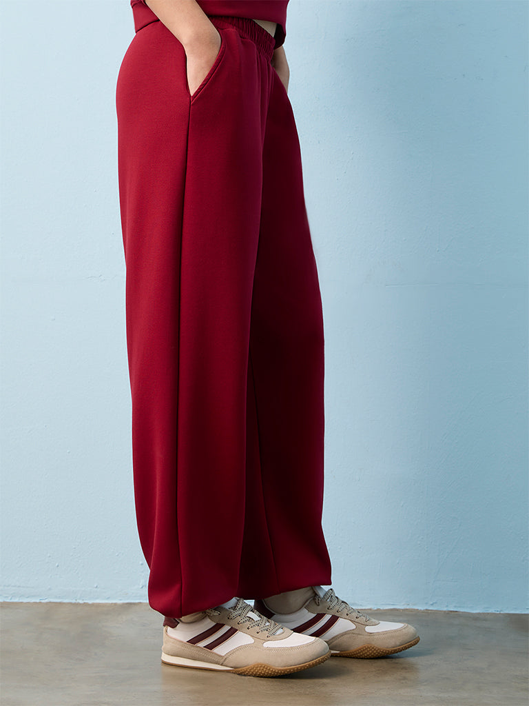 Nuoflexx Maroon High-Rise Joggers